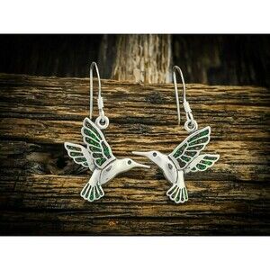 Hummingbird Earrings • 925 Sterling Silver • Navajo Handmade Jewelry • Bird...